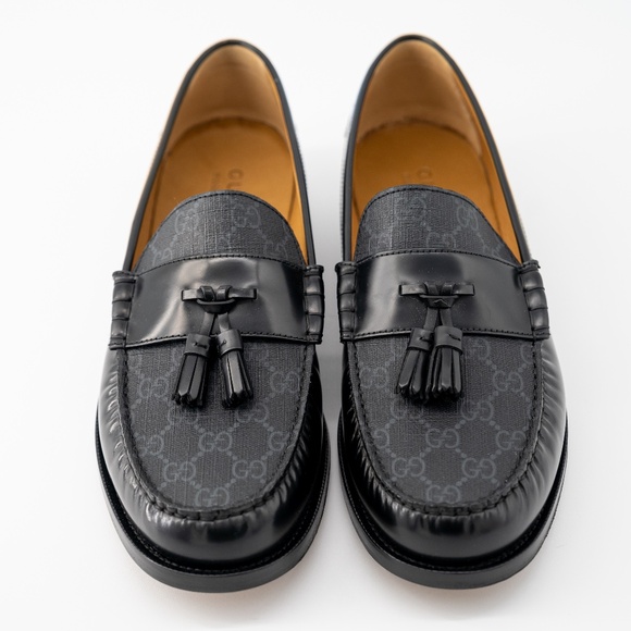 size 12.5G 13 US Gucci GG Loafer Tassel Black Leather Canvas main image 10